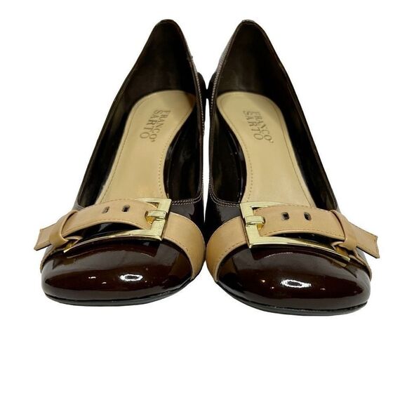 Franco Sarto brown and tan block heel round toe pumps size 9.5 - Picture 11 of 15